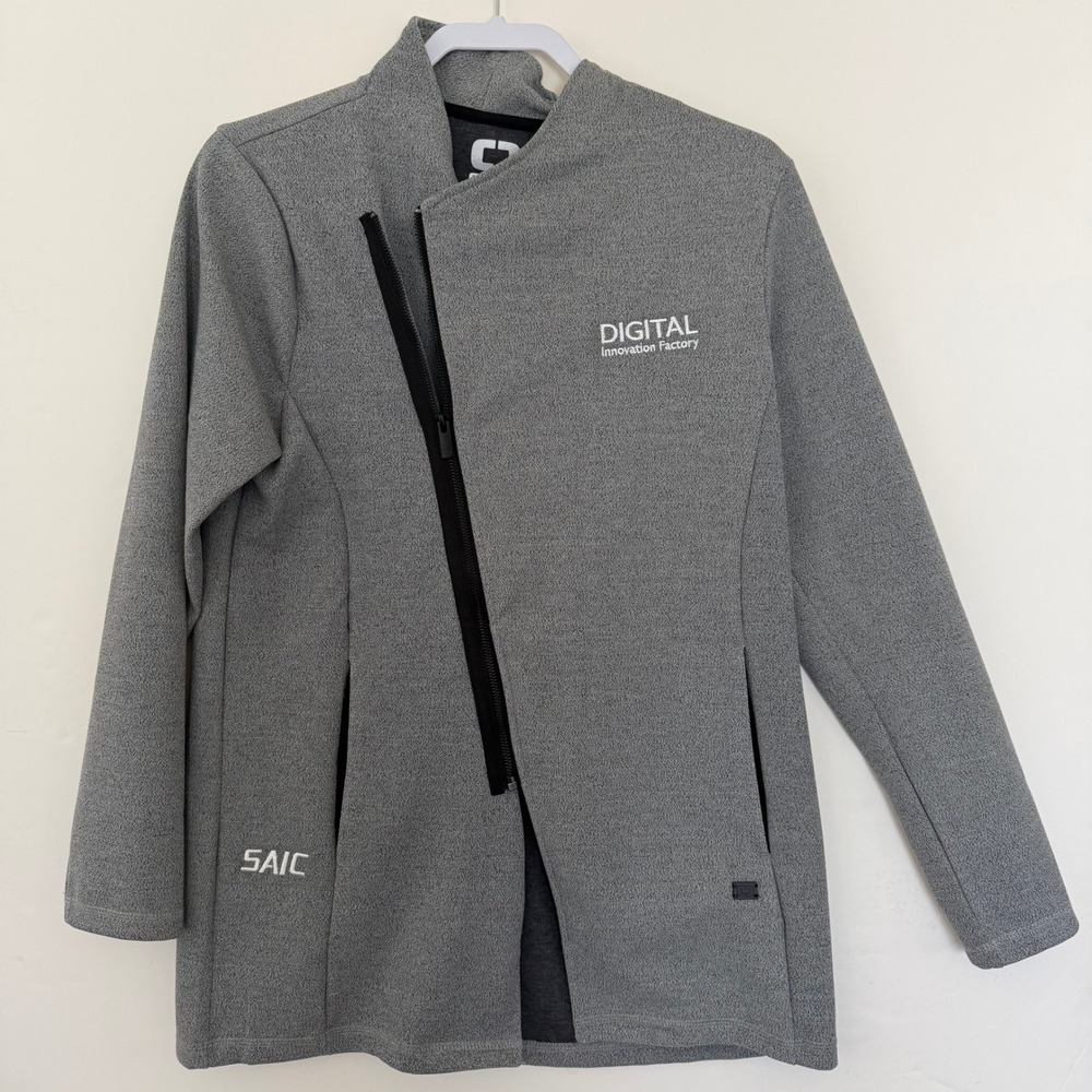OGIO Womens Asymmetrical Full Zip Jacket Large Gray SAIC Digital Innovation Logo